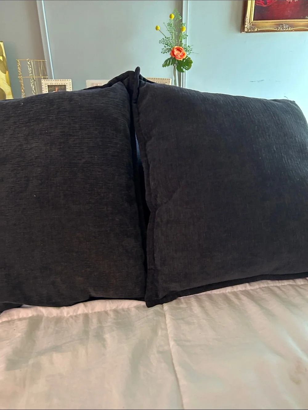 Set of 2 navy blue throw pillows